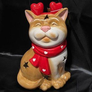 NEW 12" TALL KITTY CAT LOVE LIGHT UP STATUE / KITTEN FIGURINE W/ STAR CUT-OUTS